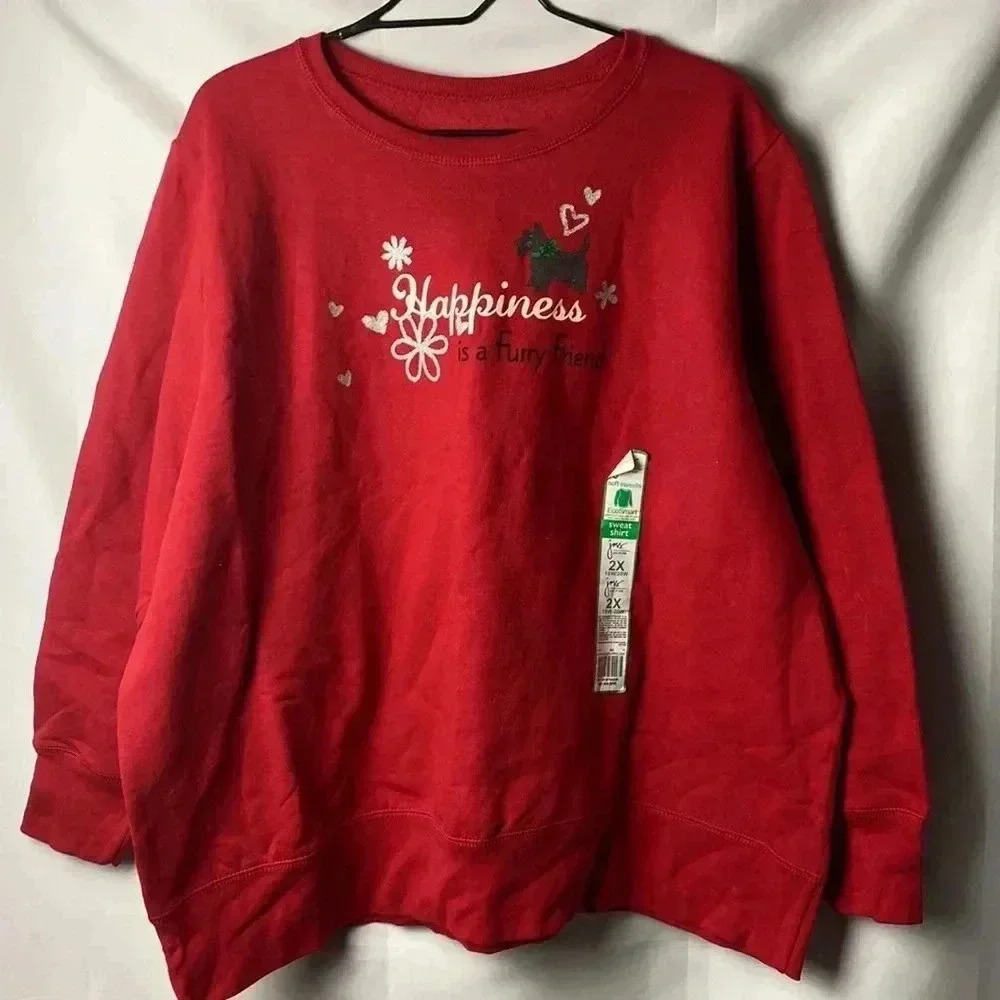 Nwt Jms Ecosmart Soft Sweats Women Plus Size 2x(18/20) Red Sweatshirt Fleece — image 2 of 8